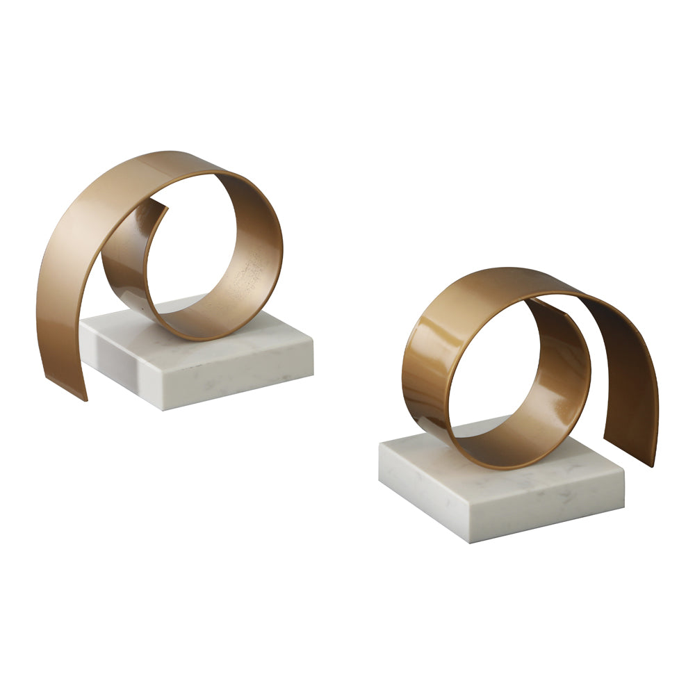 Product photograph of Liang Eimil Swirl Sculpture Gold And White Outlet from Olivia's.