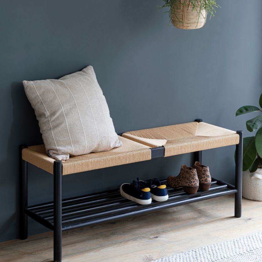 Product photograph of Garden Trading Longworth Black Hallway Bench from Olivia's