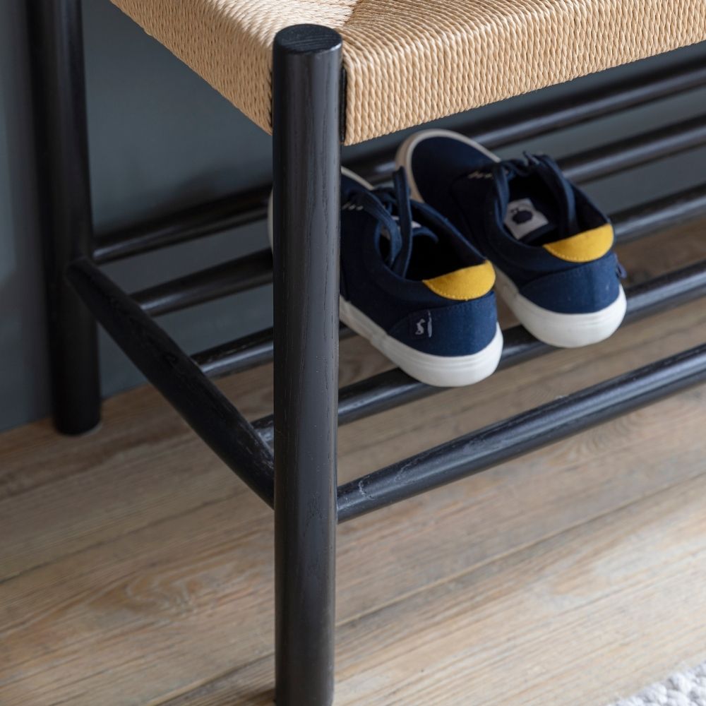 Product photograph of Garden Trading Longworth Black Hallway Bench from Olivia's.
