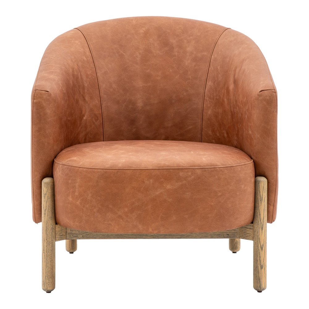 Gallery Interiors Selhurst Armchair In Vintage Brown Leather