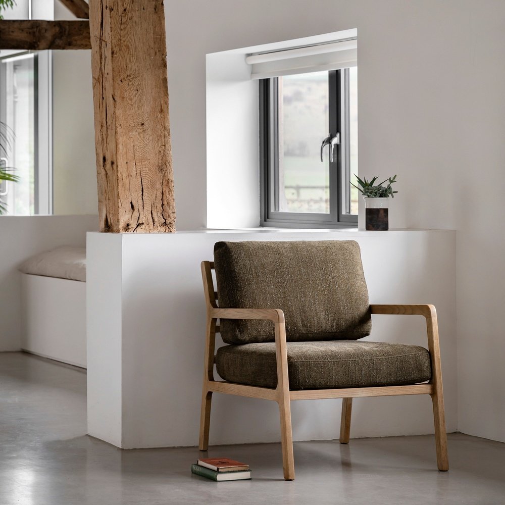 Product photograph of Gallery Interiors Vesper Armchair In Moss Green from Olivia's.