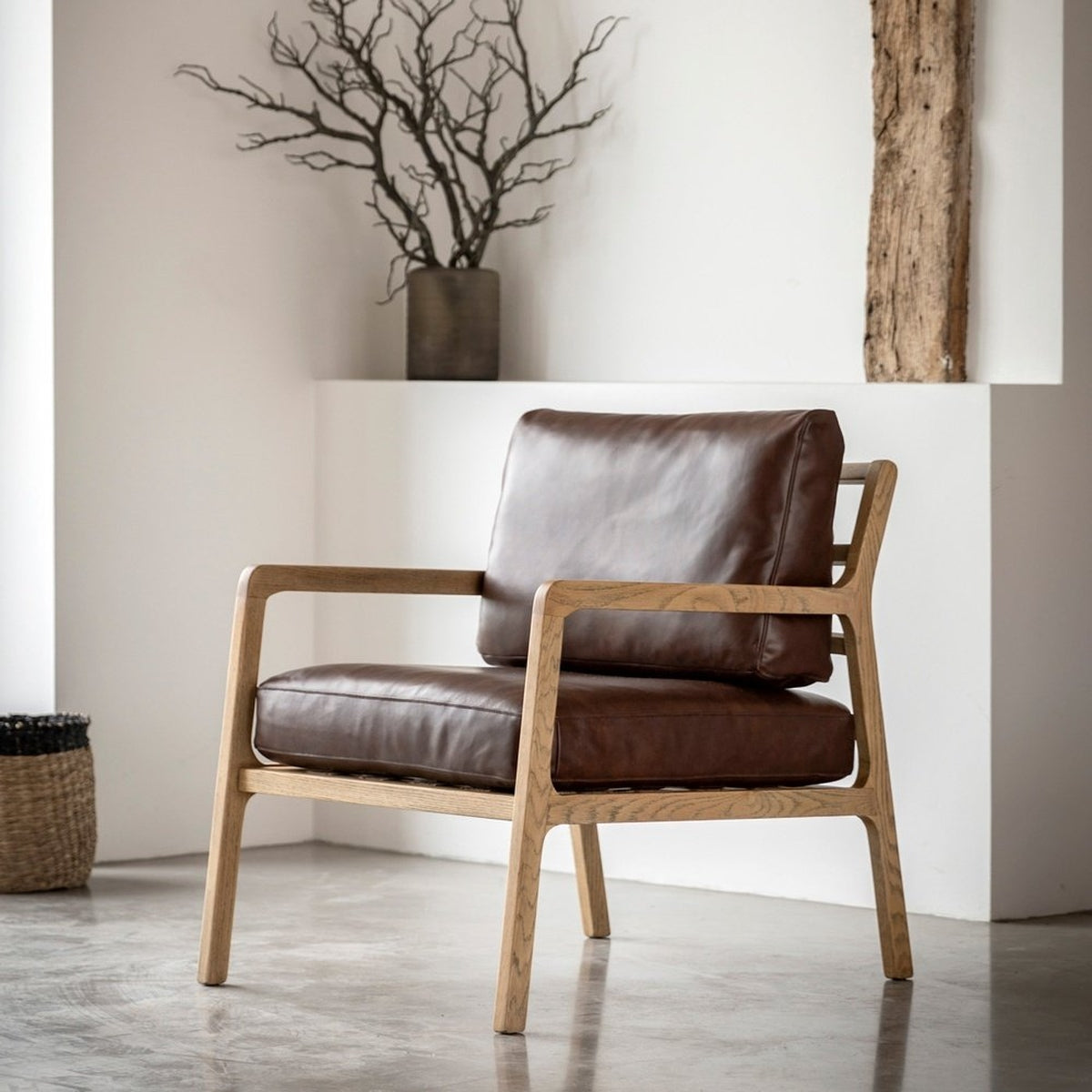 Product photograph of Gallery Interiors Vesper Armchair In Antique Brown Leather from Olivia's.