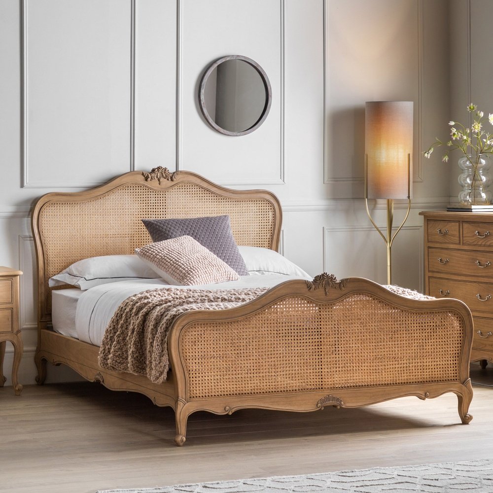 Product photograph of Gallery Interiors Chic Super King Cane Bed In Weathered Wood from Olivia's.