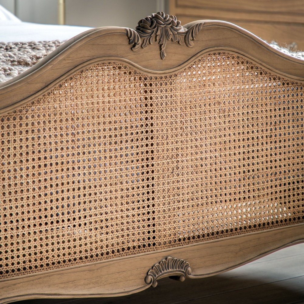 Product photograph of Gallery Interiors Chic Super King Cane Bed In Weathered Wood from Olivia's.