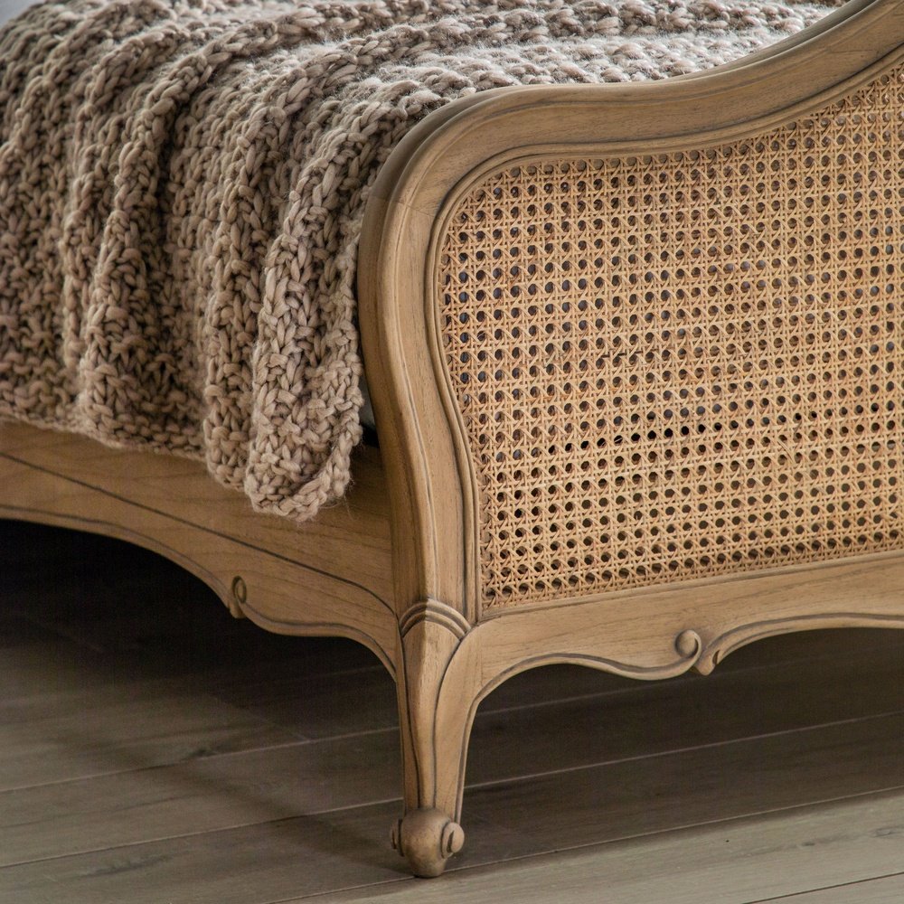 Product photograph of Gallery Interiors Chic Super King Cane Bed In Weathered Wood from Olivia's.