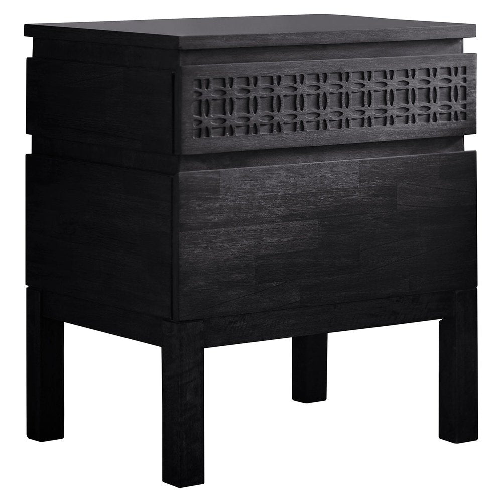 Product photograph of Gallery Interiors 2 Drawer Boho Boutique Bedside Chest In Black from Olivia's