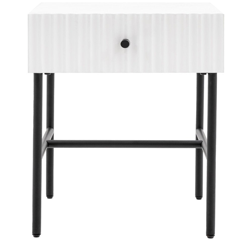 Product photograph of Gallery Interiors Denton 1 Drawer Bedside In White from Olivia's
