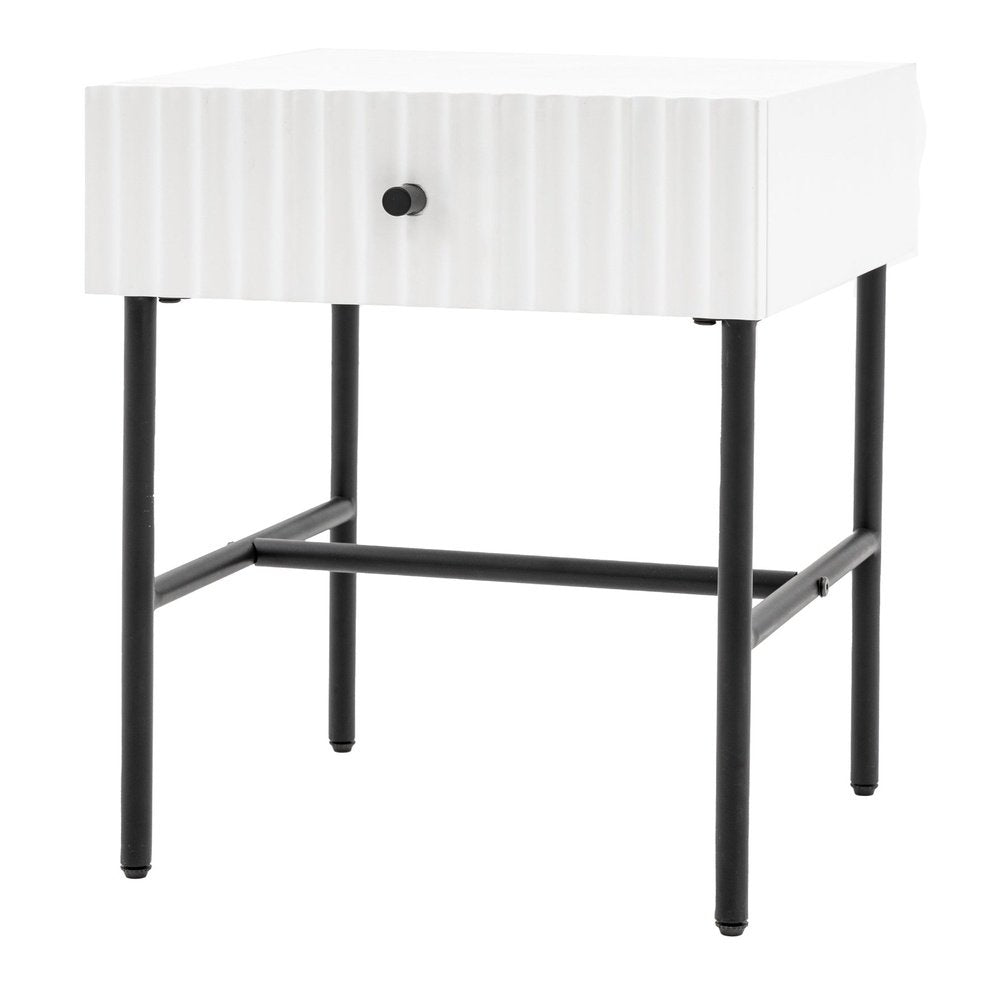 Product photograph of Gallery Interiors Denton 1 Drawer Bedside In White from Olivia's.