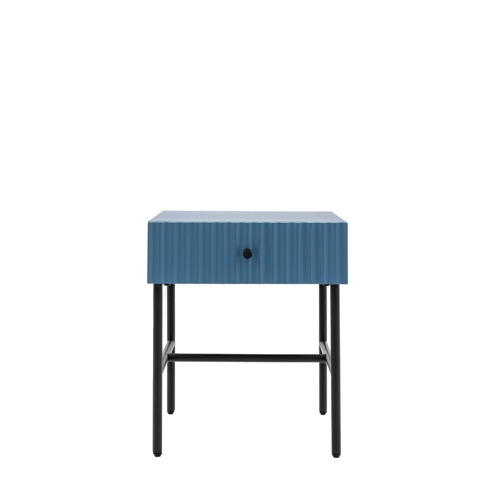 Product photograph of Gallery Interiors Denton 1 Drawer Bedside In Blue from Olivia's