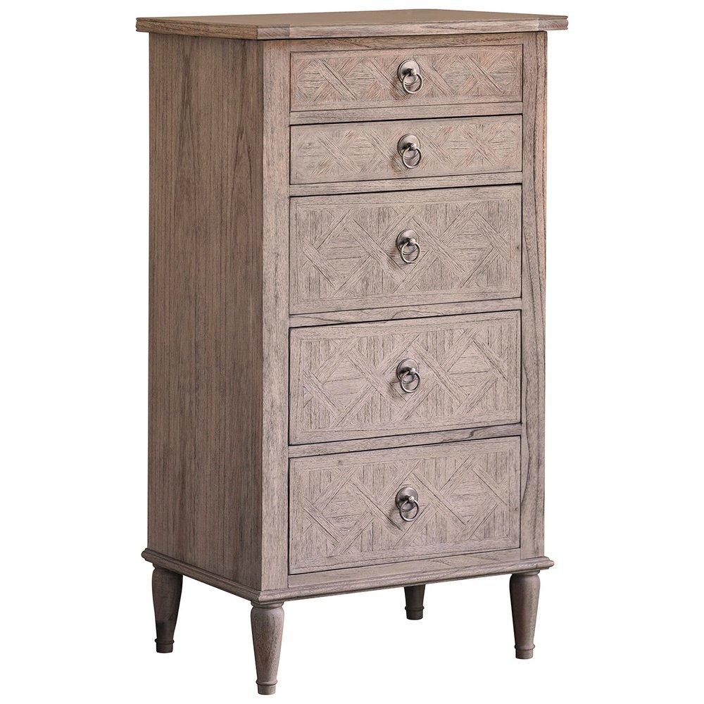 Product photograph of Gallery Interiors Mustique 5 Drawer Lingerie Chest from Olivia's