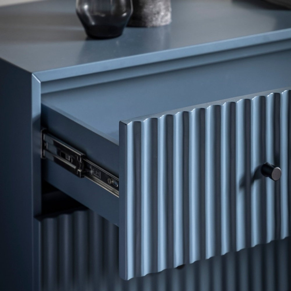 Product photograph of Gallery Interiors Denton 3 Drawer Chest In Blue from Olivia's.