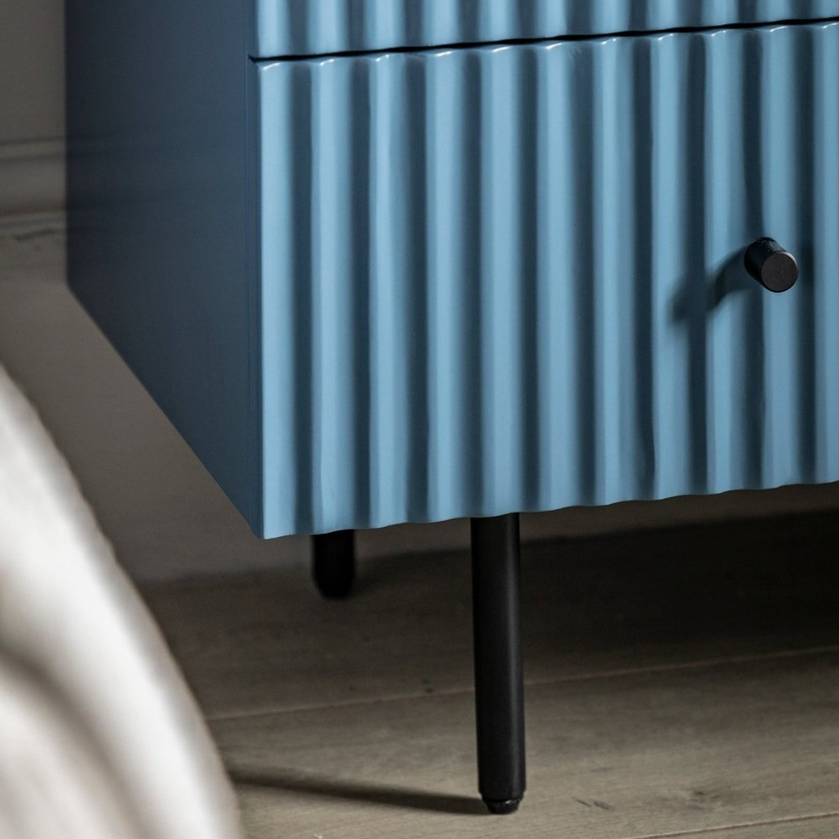 Product photograph of Gallery Interiors Denton 3 Drawer Chest In Blue from Olivia's.