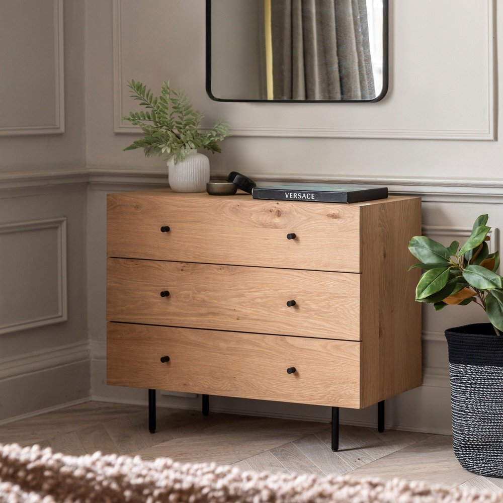 Product photograph of Gallery Interiors Kingsley 3 Drawer Chest In Natural from Olivia's.