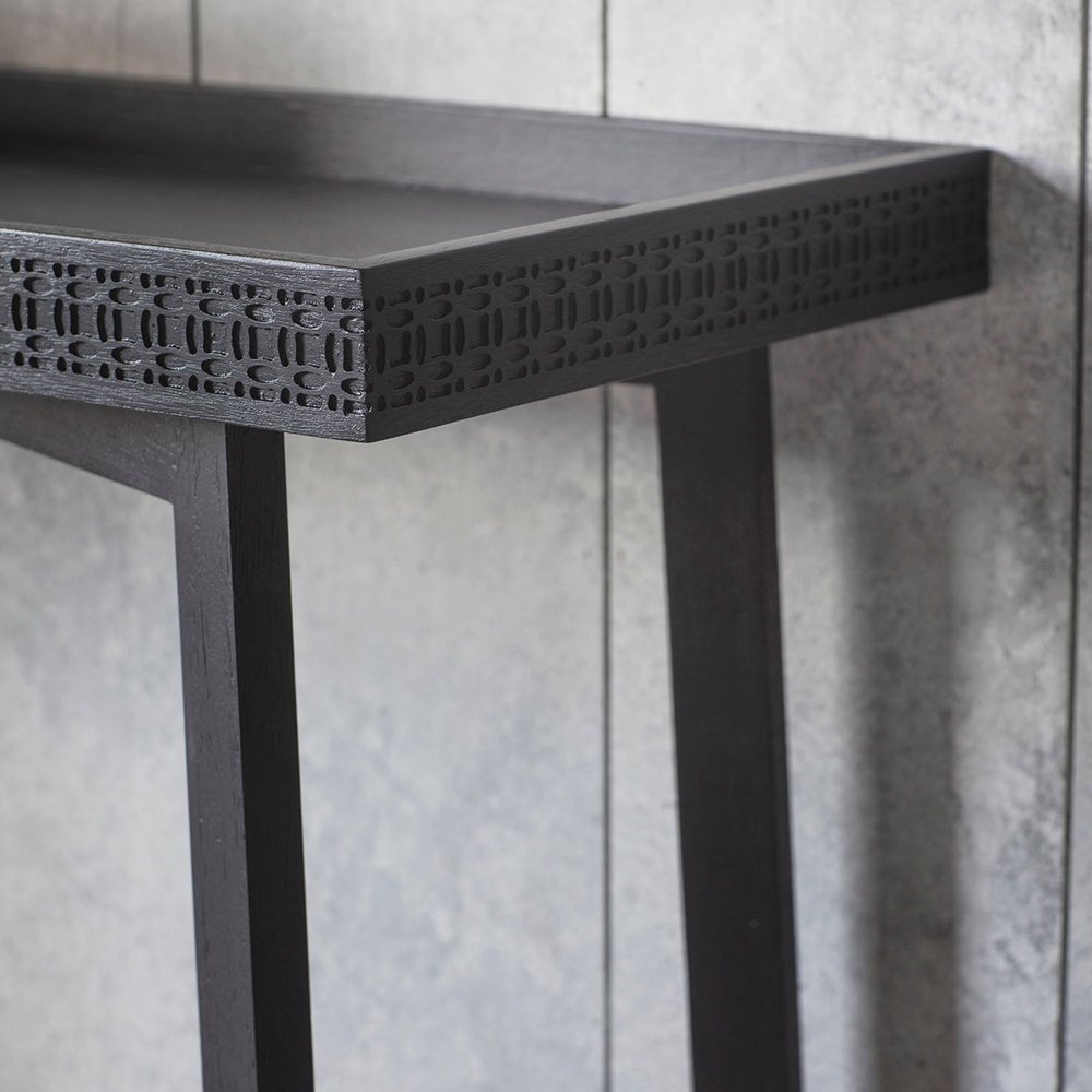 Product photograph of Gallery Interiors Boho Boutique Console Table In Black from Olivia's.