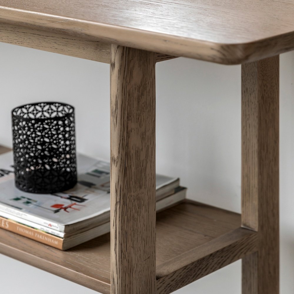 Product photograph of Gallery Interiors Croft Console Table In Smoke from Olivia's.
