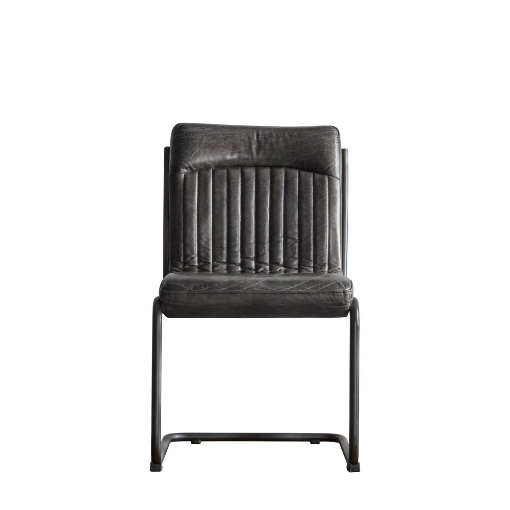 Gallery Interiors Capri Leather Dining Chair In Antique Ebony