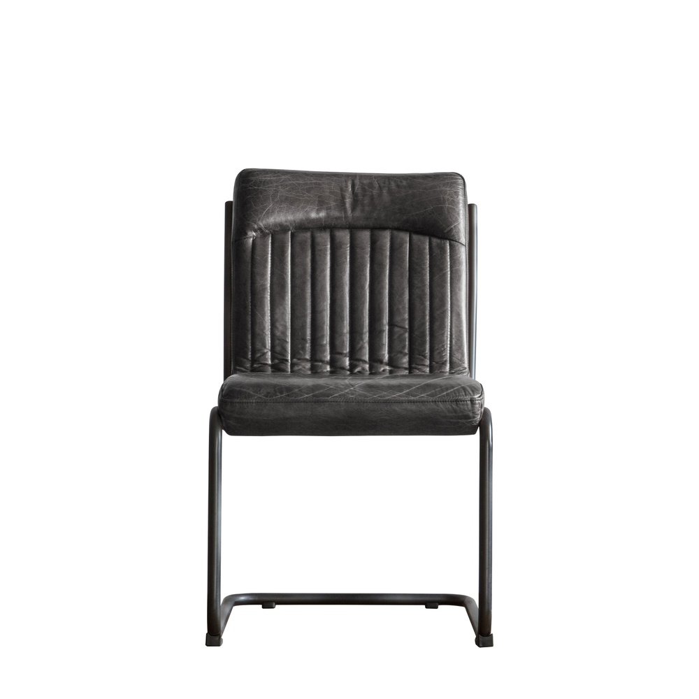 Product photograph of Gallery Interiors Capri Leather Dining Chair In Antique Ebony from Olivia's