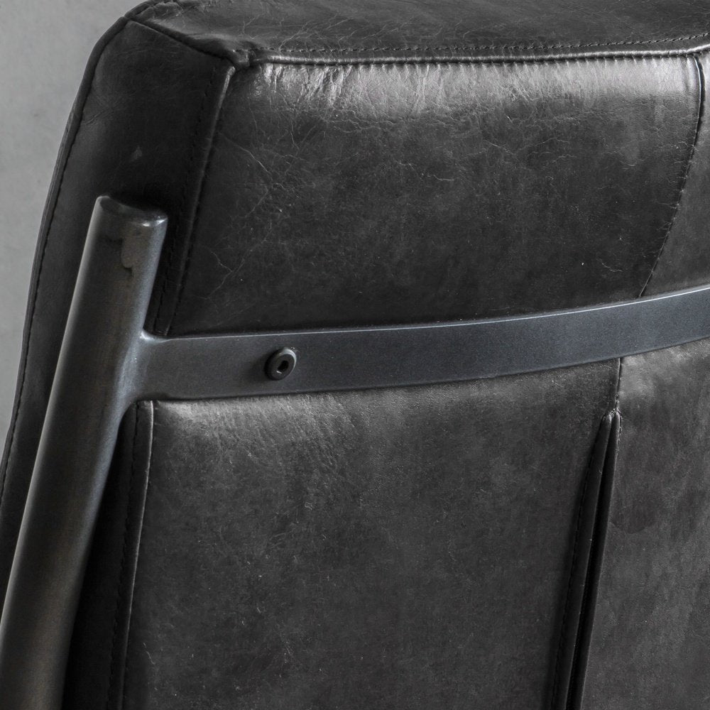 Product photograph of Gallery Interiors Capri Leather Dining Chair In Antique Ebony from Olivia's.