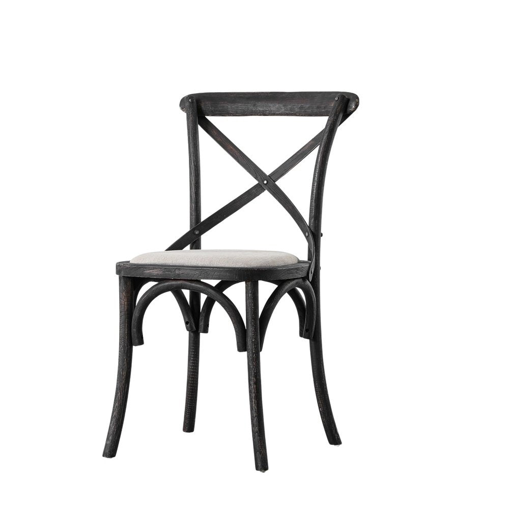 Gallery Interiors Set Of 2 Caf Dining Chairs Linen Black Oak