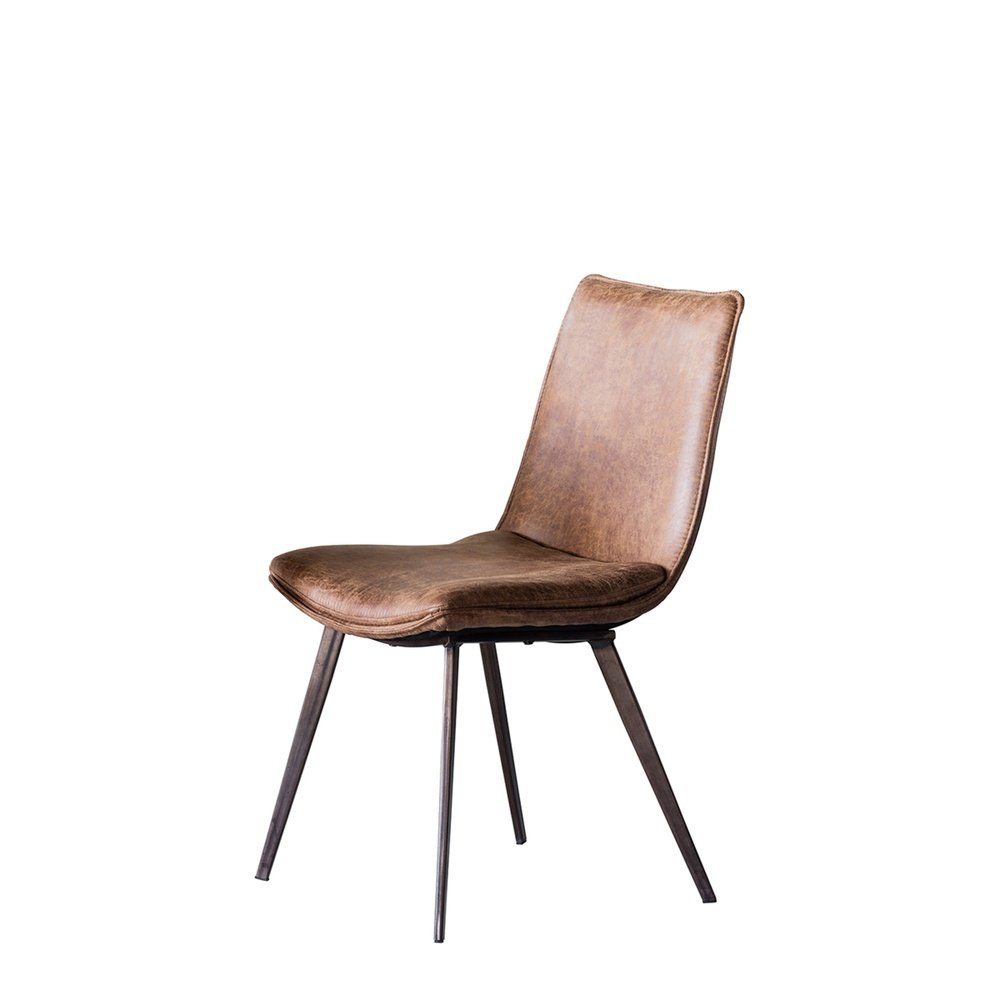 Product photograph of Gallery Interiors Set Of 2 Hinks Leather Brown Dining Chairs from Olivia's