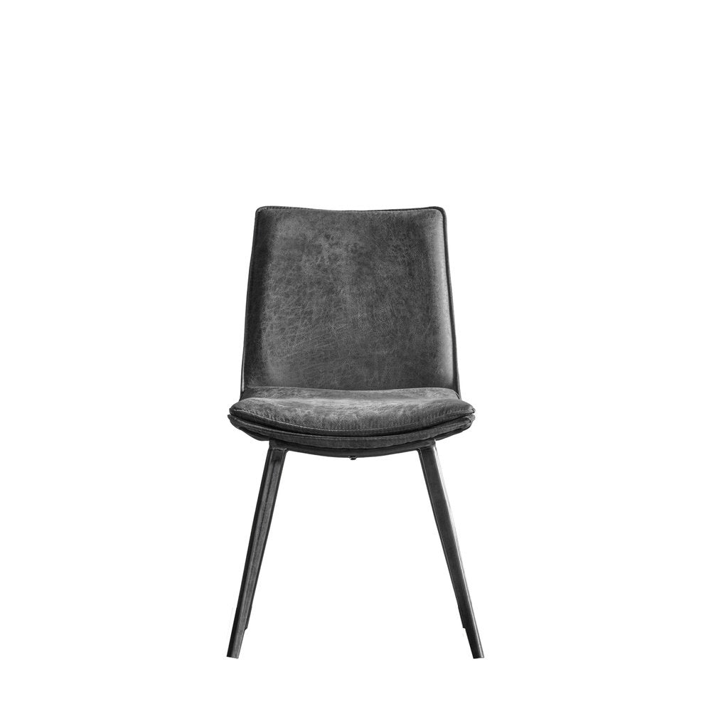 Product photograph of Gallery Interiors Set Of 2 Hinks Faux Leather Grey Dining Chairs from Olivia's