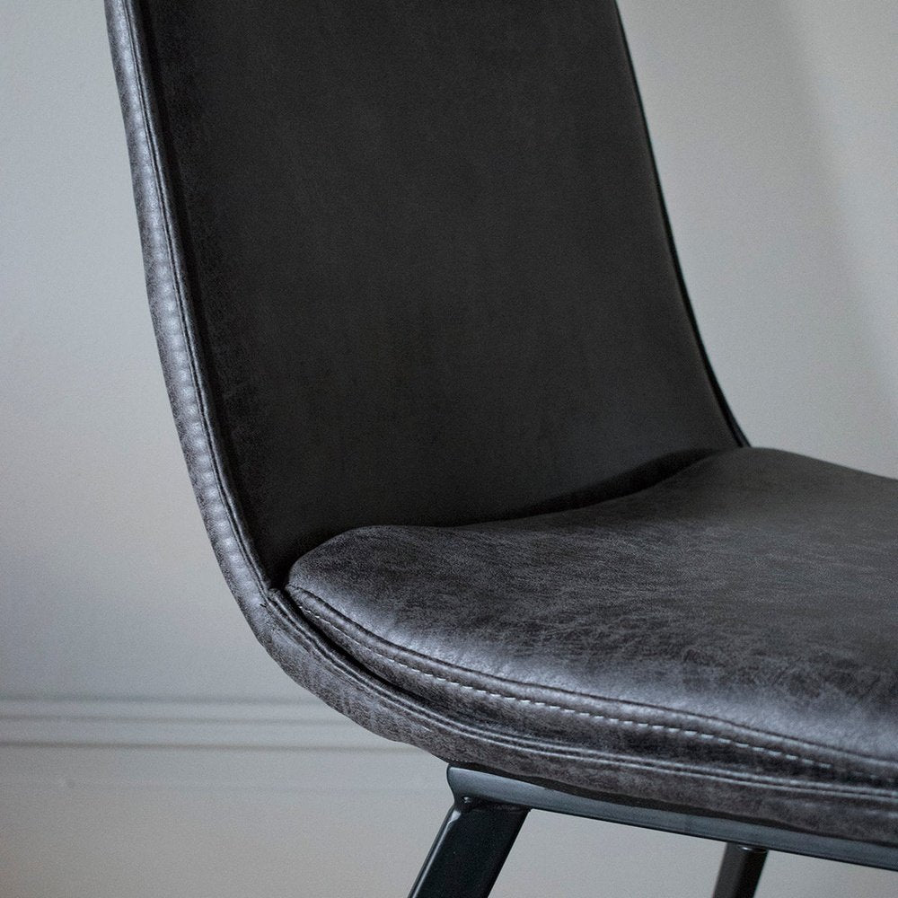 Product photograph of Gallery Interiors Set Of 2 Hinks Faux Leather Grey Dining Chairs from Olivia's.