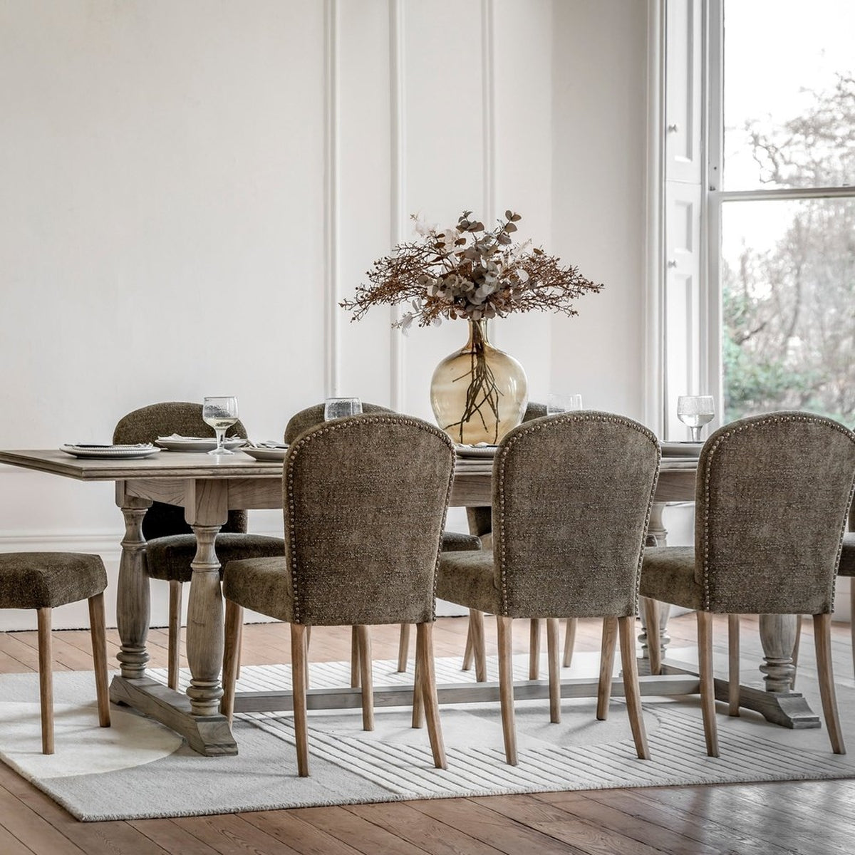 Product photograph of Gallery Interiors Cobal Set Of 2 Dining Chairs In Moss Green from Olivia's.