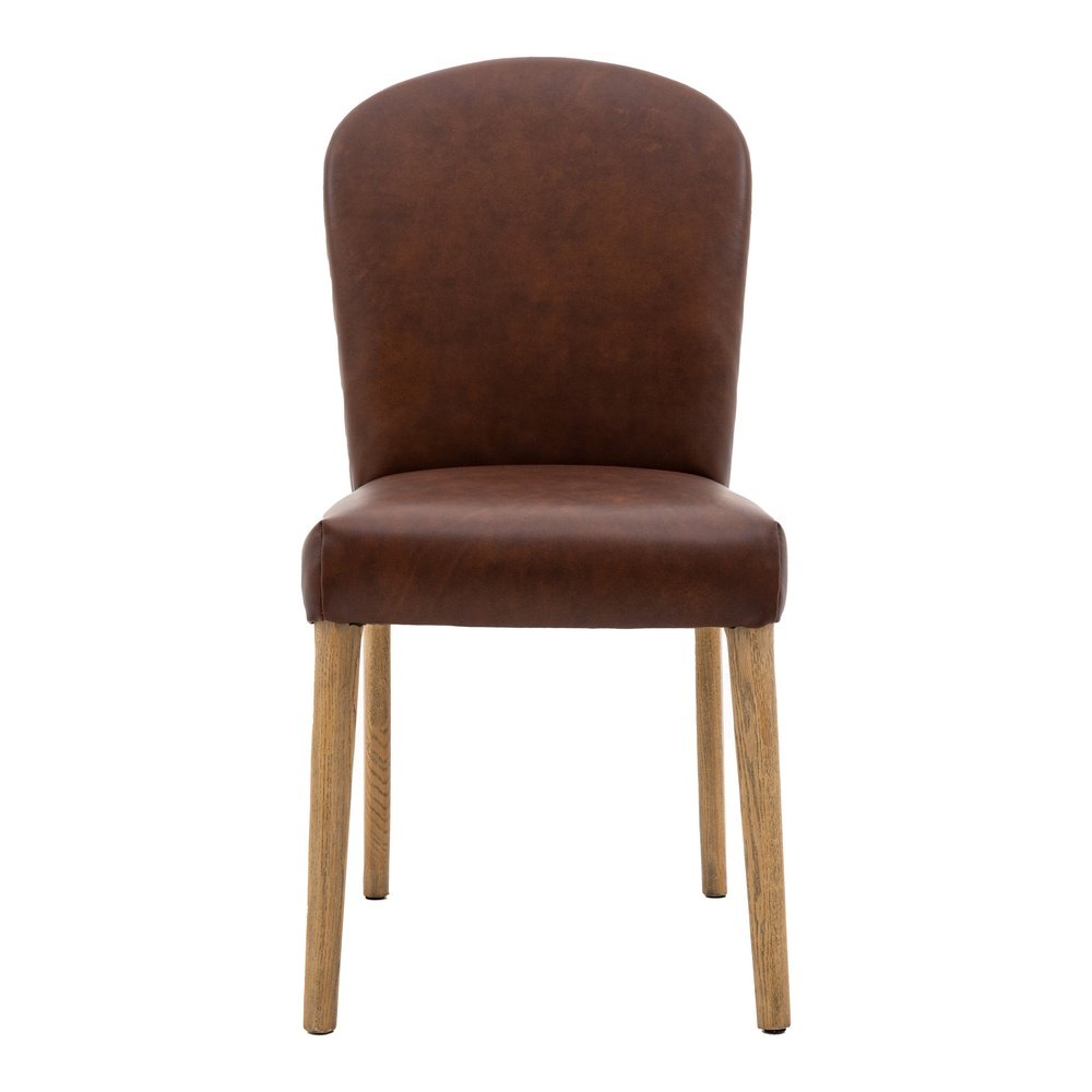 Gallery Interiors Cobal Set Of 2 Dining Chairs In Brown Leather