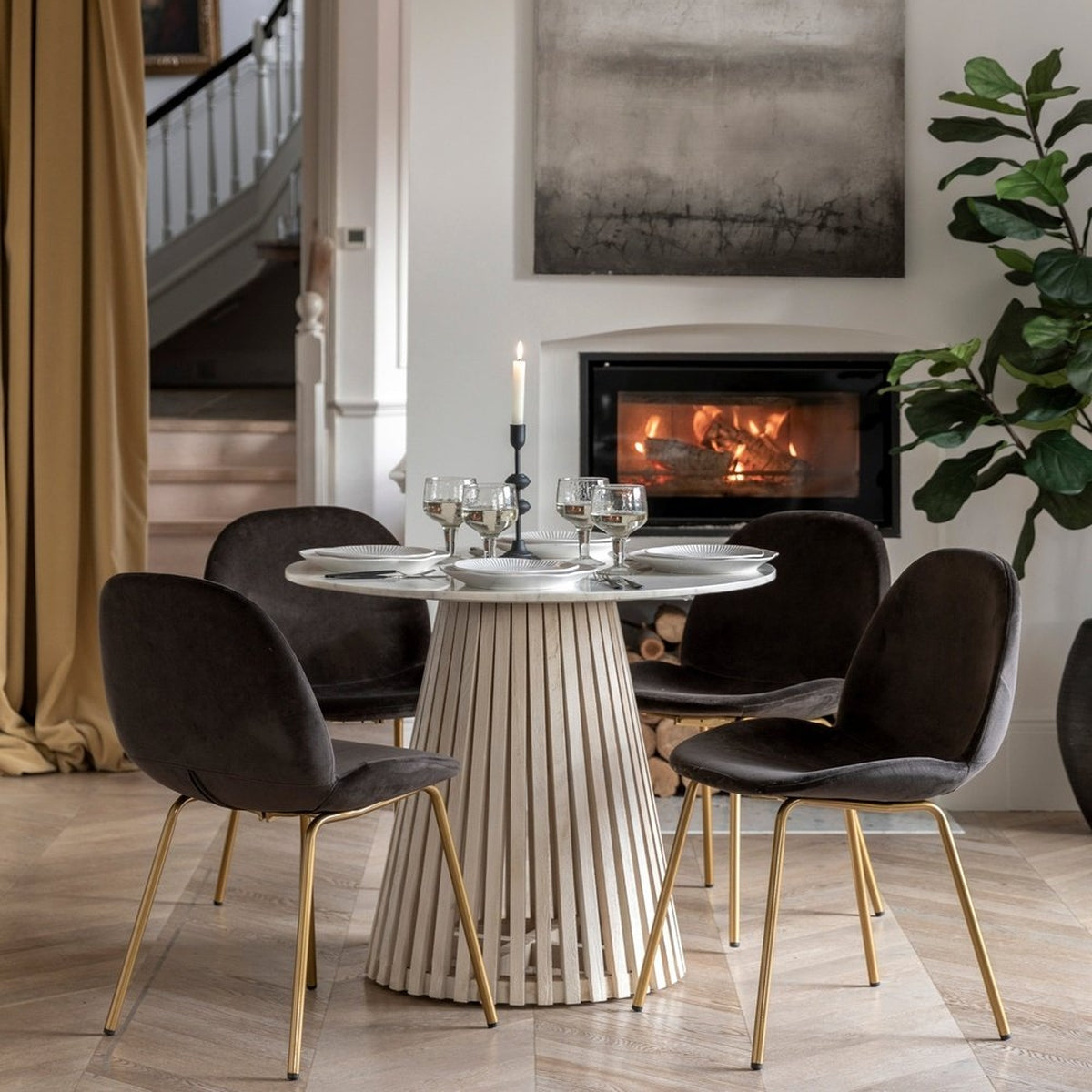 Product photograph of Gallery Interiors Sorrento Round Dining Table from Olivia's.