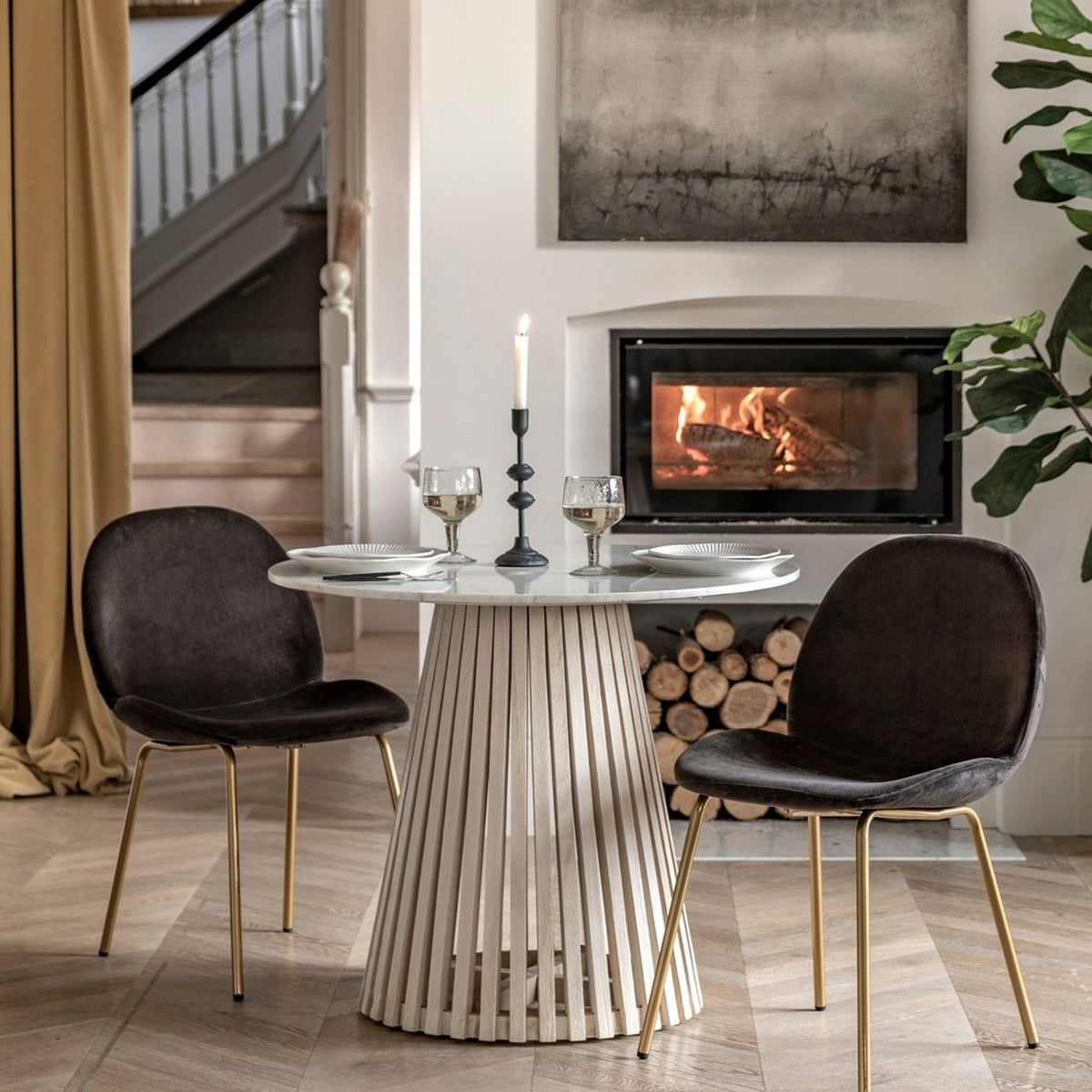 Product photograph of Gallery Interiors Sorrento Round Dining Table from Olivia's.