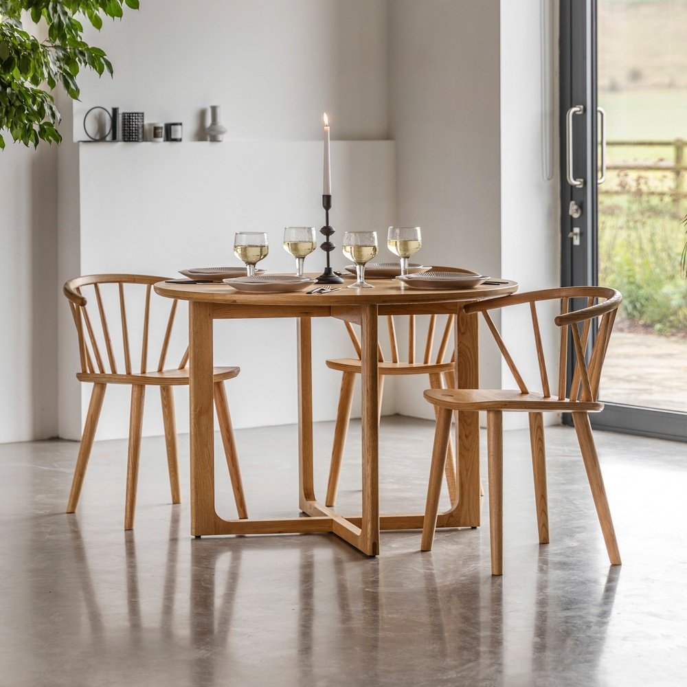Product photograph of Gallery Interiors Croft Round Dining Table In Natural from Olivia's.