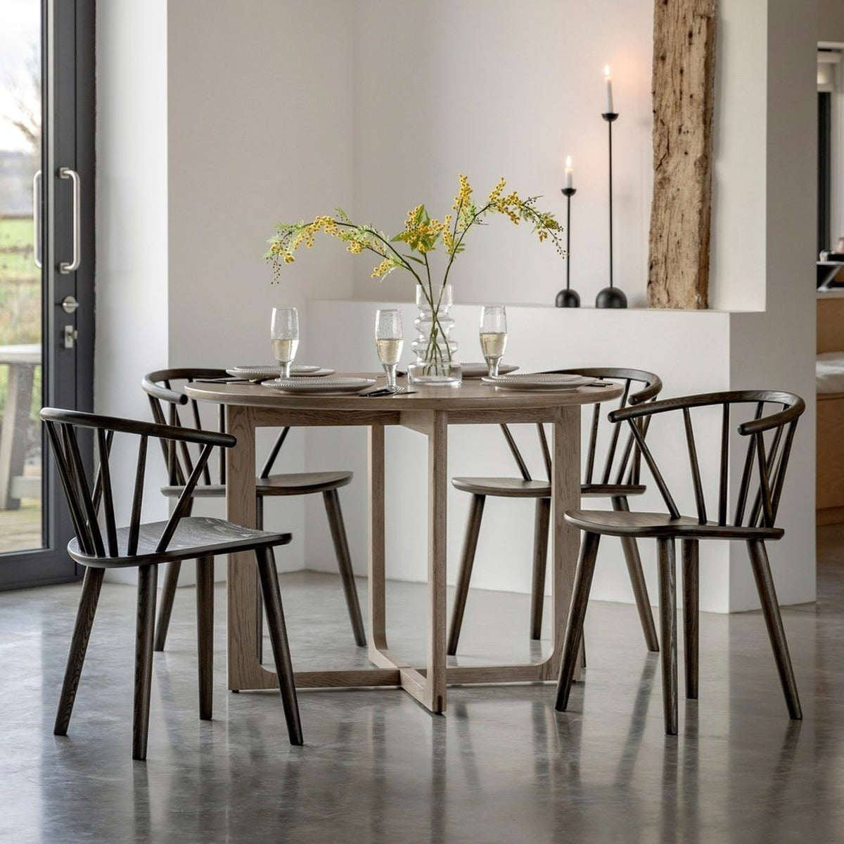 Product photograph of Gallery Interiors Croft Round Dining Table In Smoke from Olivia's.