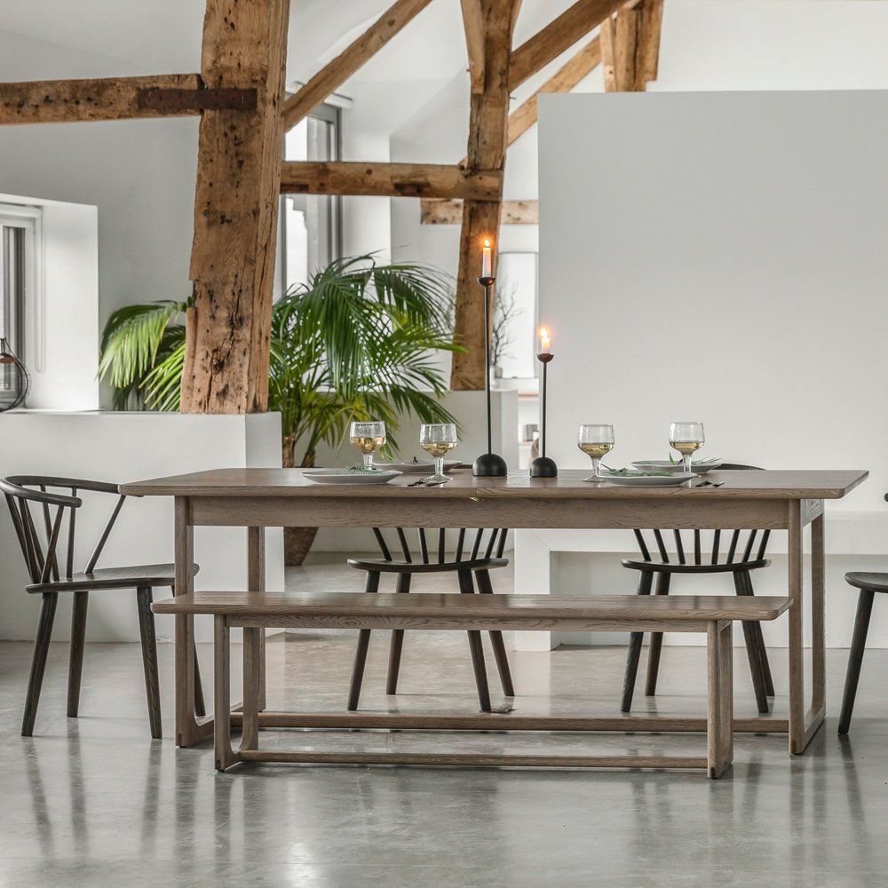 Product photograph of Gallery Interiors Croft Extendable Dining Table In Smoke from Olivia's.
