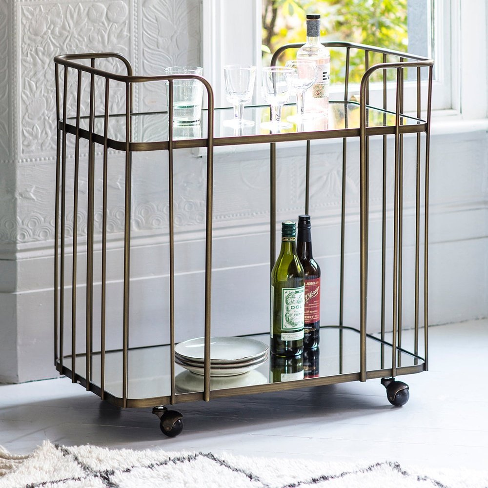 Product photograph of Gallery Interiors Verna Drinks Trolley In Bronze from Olivia's.