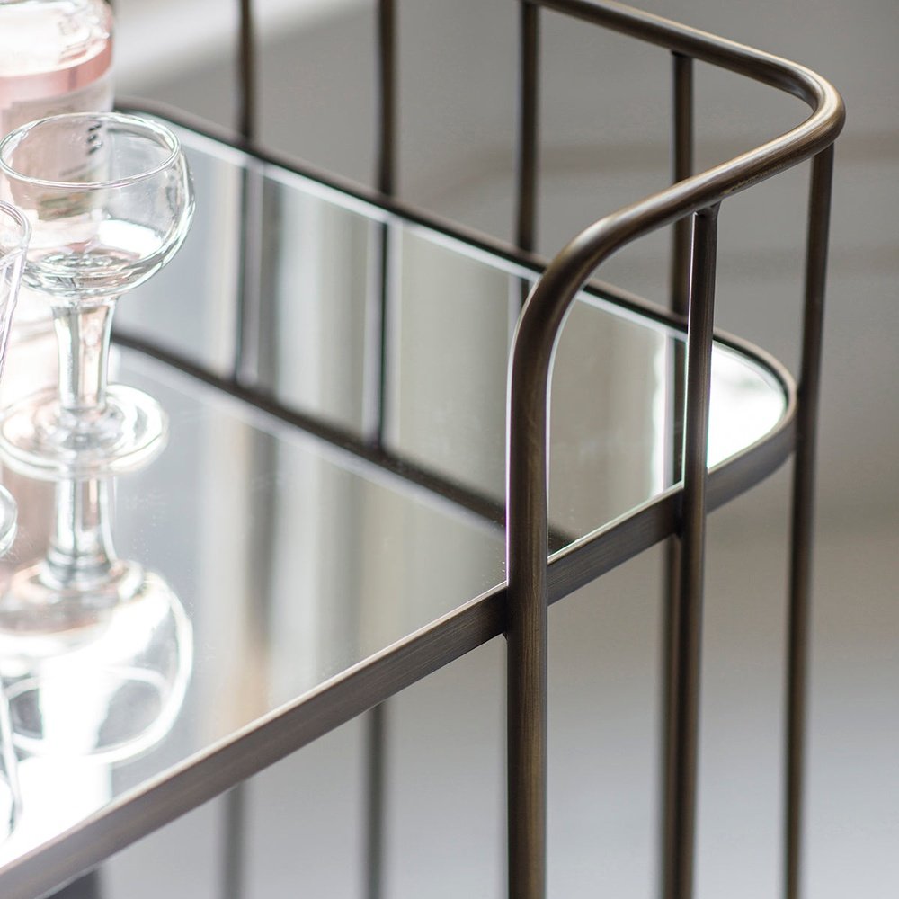 Product photograph of Gallery Interiors Verna Drinks Trolley In Bronze from Olivia's.