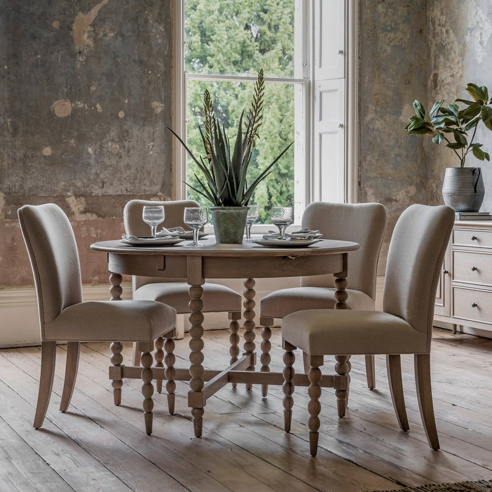 Product photograph of Gallery Interiors Abingdon Round Extendable Dining Table from Olivia's.