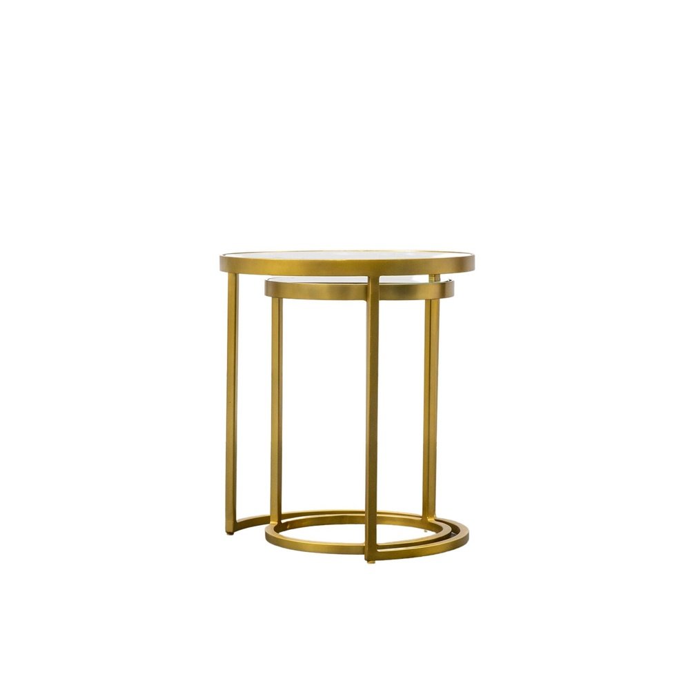 Product photograph of Gallery Interiors Egemen Nest Of Two Tables In Gold from Olivia's.