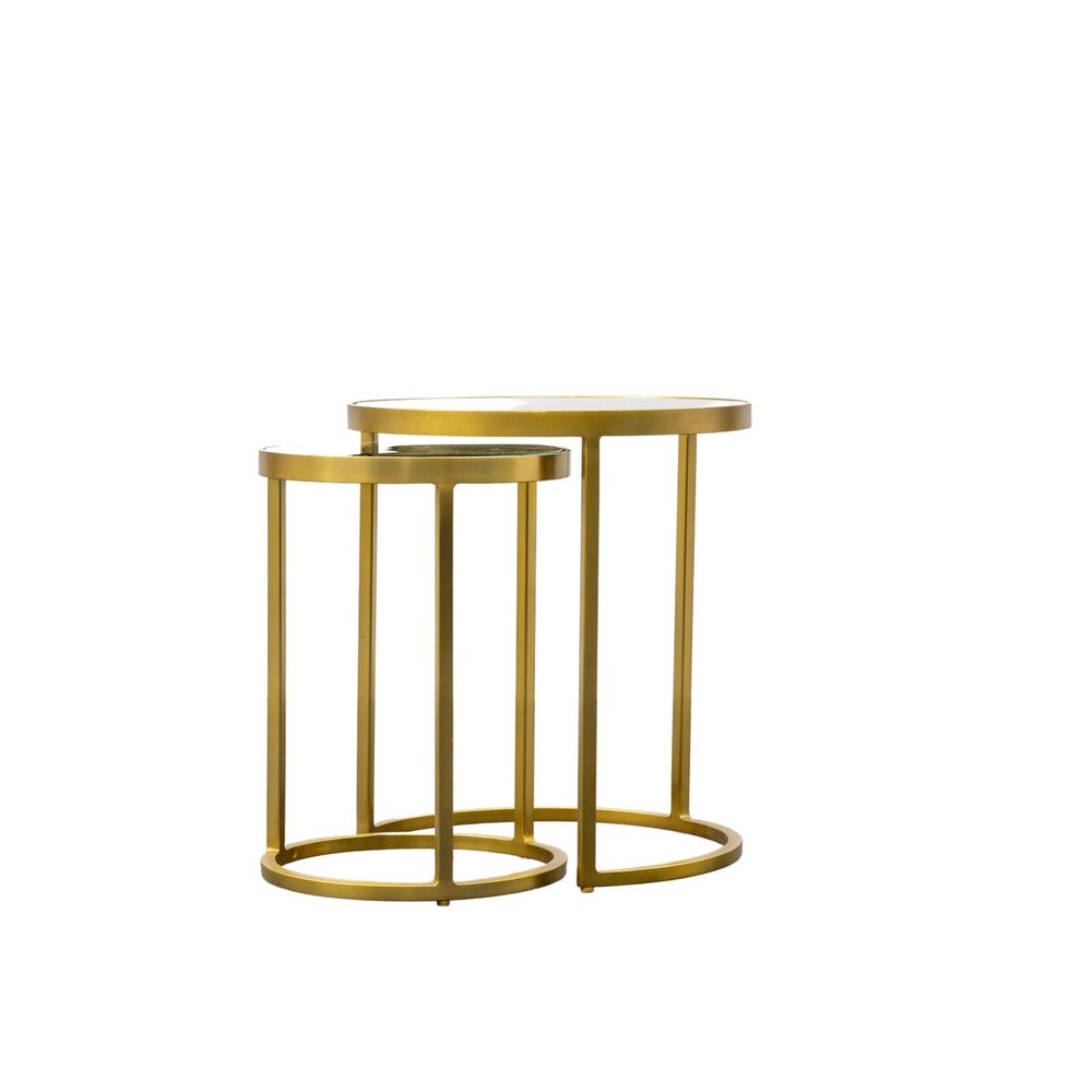 Product photograph of Gallery Interiors Egemen Nest Of Two Tables In Gold from Olivia's.