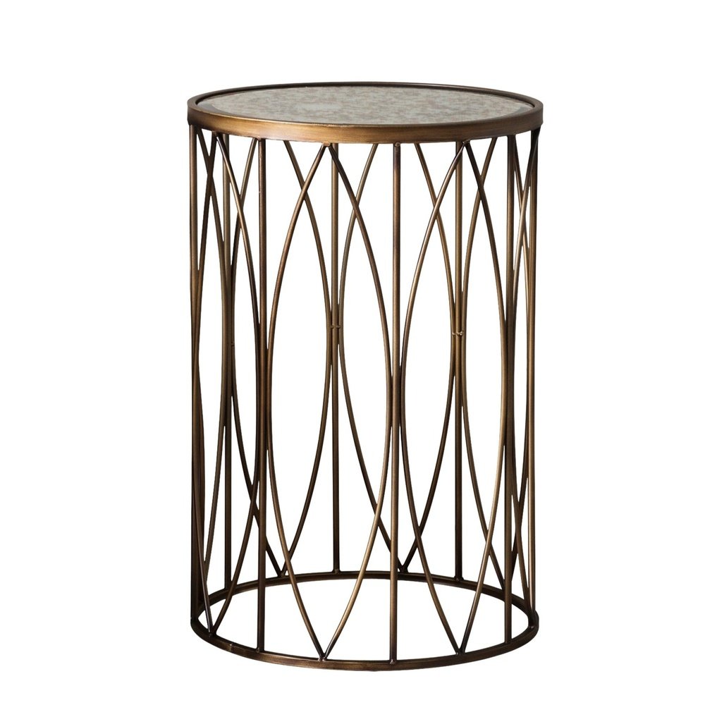Product photograph of Gallery Interiors Highgate Side Table In Antique Gold from Olivia's
