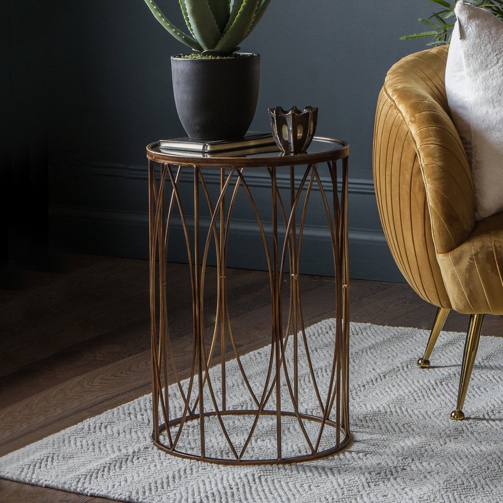 Product photograph of Gallery Interiors Highgate Side Table In Antique Gold from Olivia's.