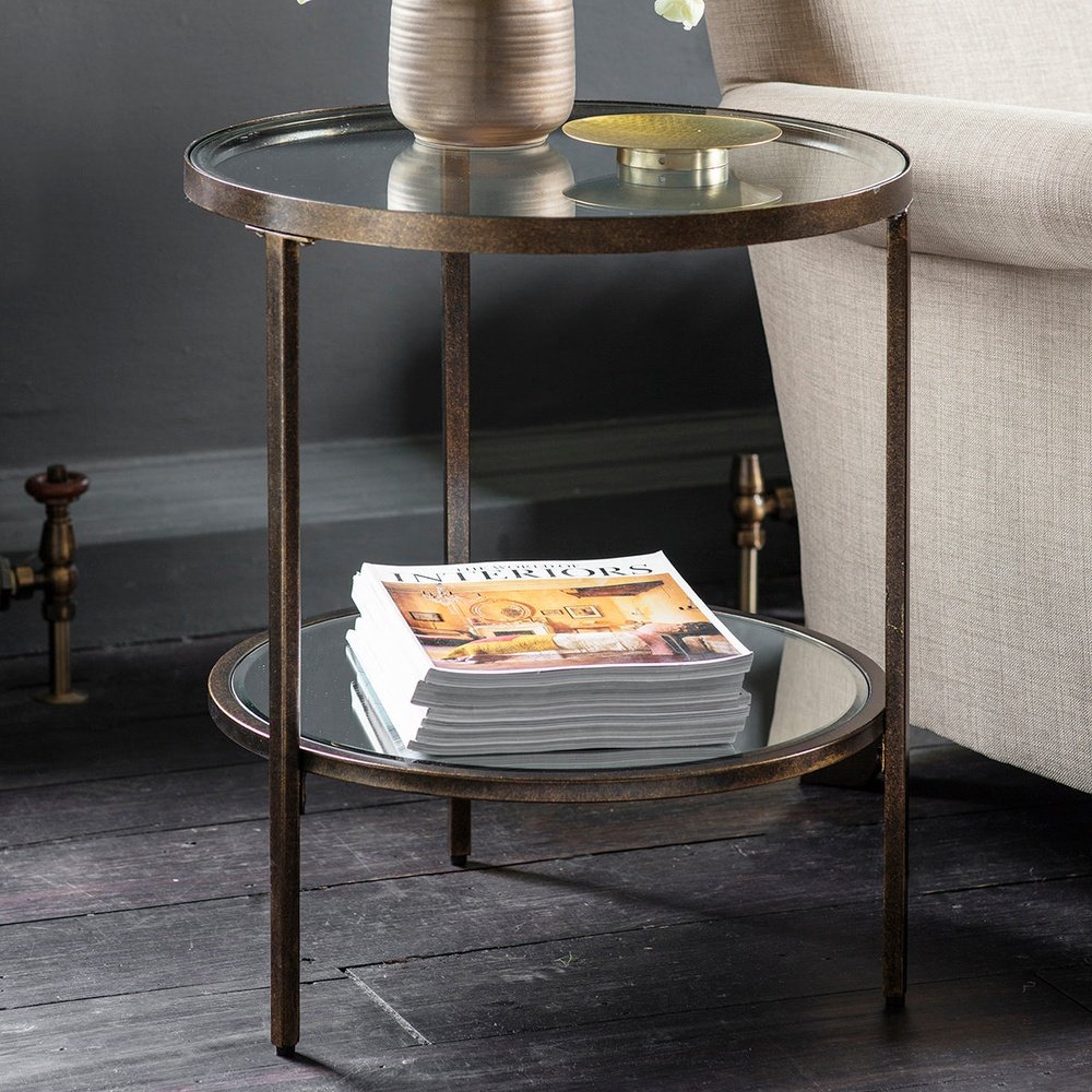 Product photograph of Gallery Interiors Hudson Side Table In Aged Bronze from Olivia's.