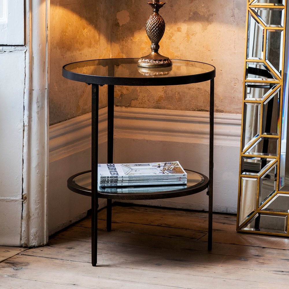 Product photograph of Gallery Interiors Hudson Side Table In Aged Bronze from Olivia's.