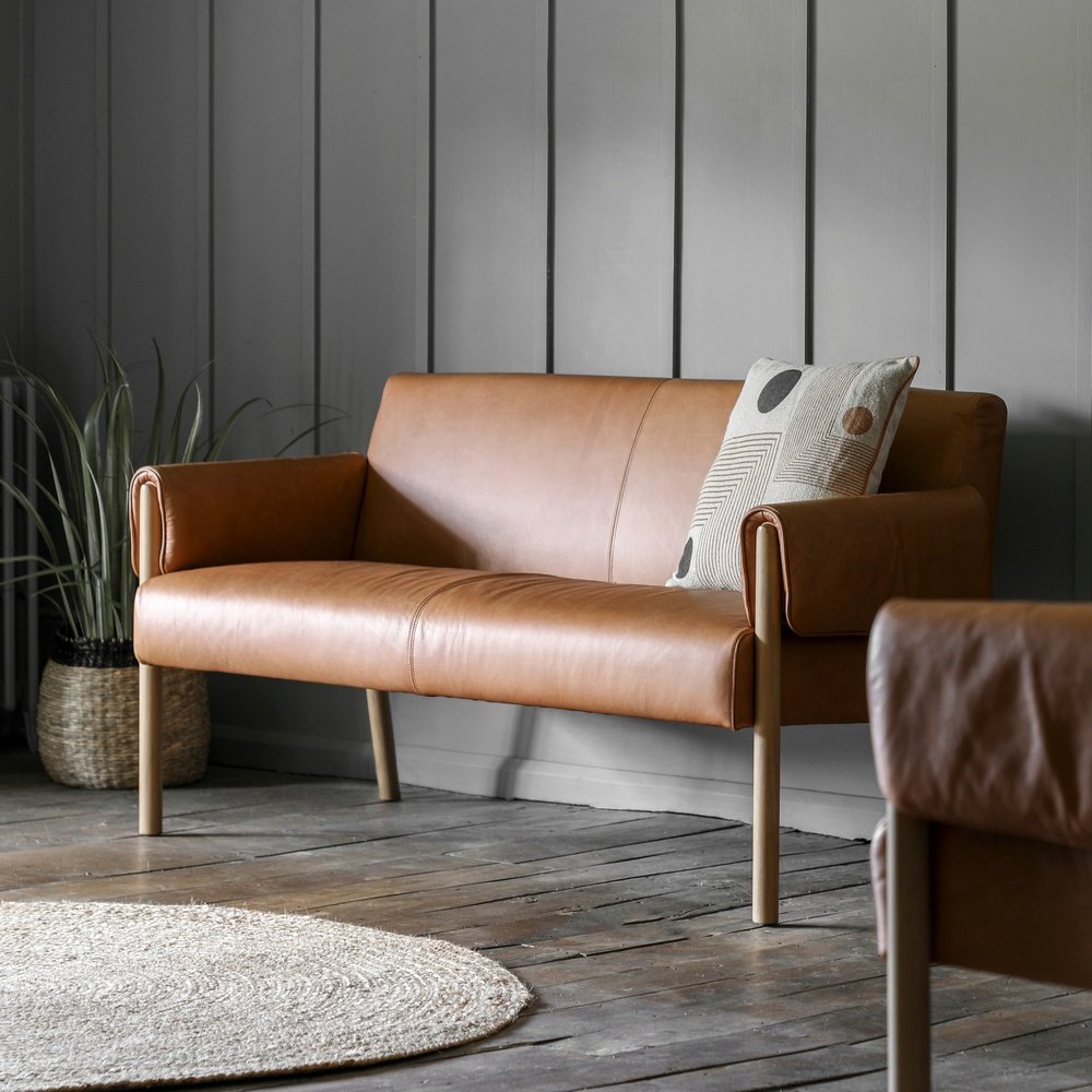 Product photograph of Gallery Interiors Melrose 2 Seater Sofa In Brown Leather from Olivia's.