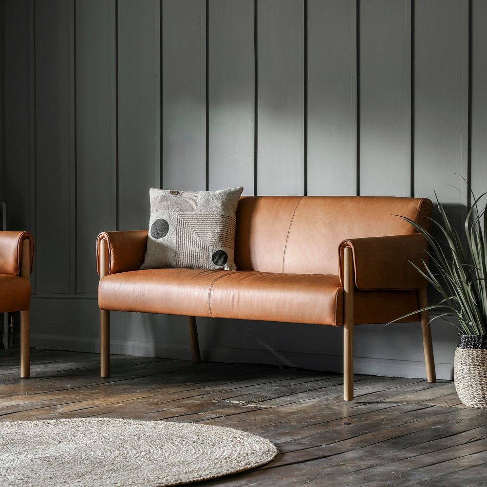 Product photograph of Gallery Interiors Melrose 2 Seater Sofa In Brown Leather from Olivia's.