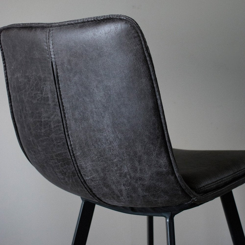 Product photograph of Gallery Interiors 2x Palmer Grey Leather Bar Stool from Olivia's.