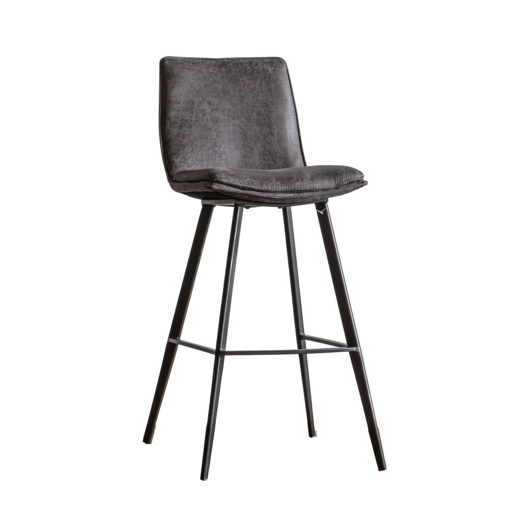 Product photograph of Gallery Interiors 2x Palmer Grey Leather Bar Stool from Olivia's