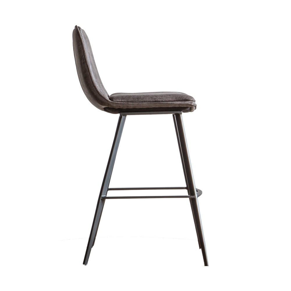 Product photograph of Gallery Interiors 2x Palmer Grey Leather Bar Stool from Olivia's.