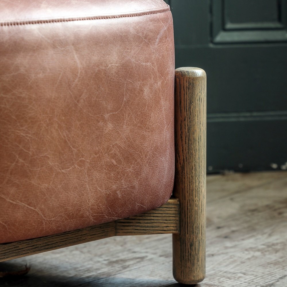 Product photograph of Gallery Interiors Selhurst Footstool In Vintage Brown Leather from Olivia's.