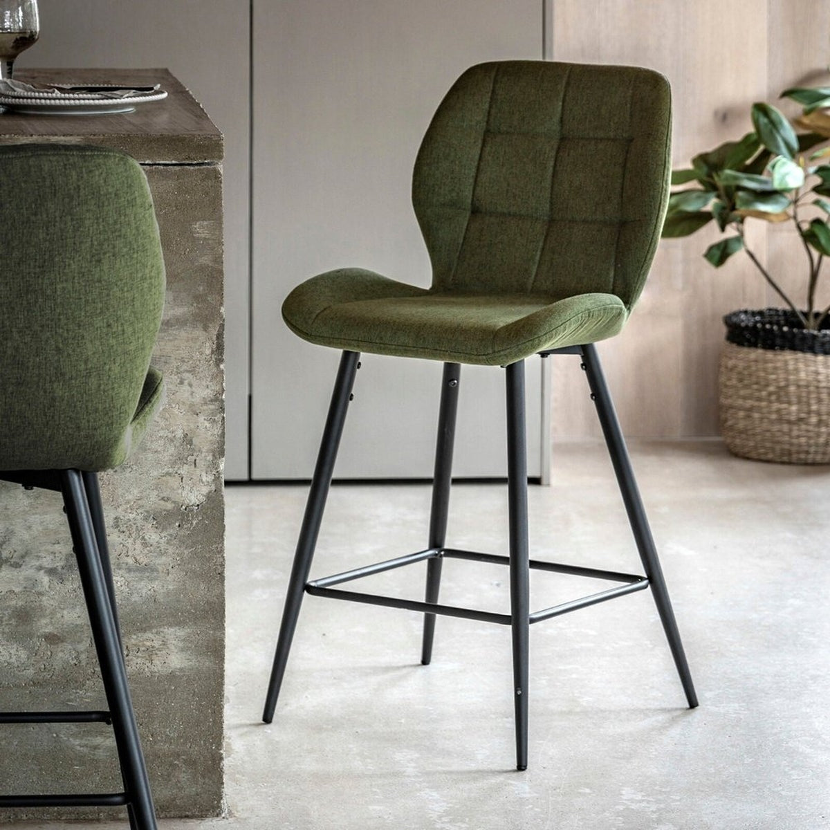 Product photograph of Gallery Interiors Winton Set Of 2 Stools In Bottle Green from Olivia's.