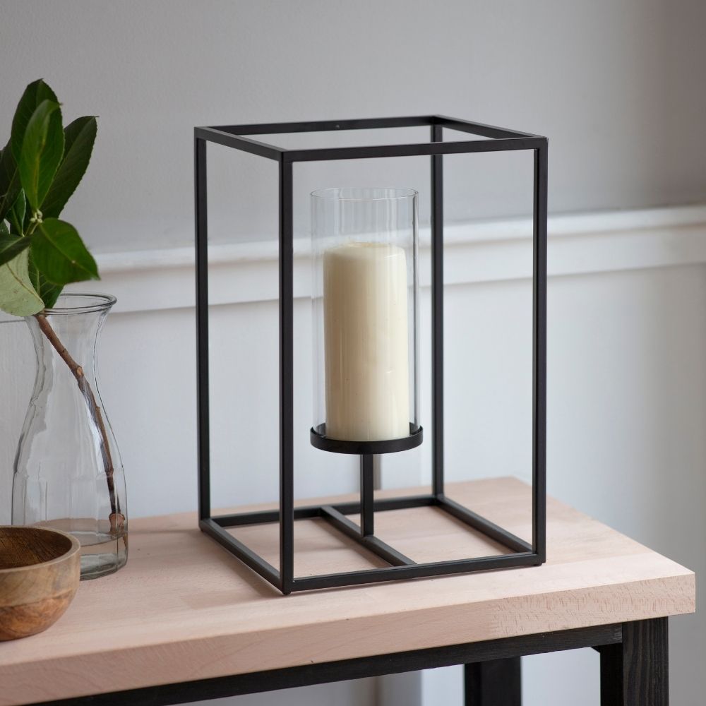 Product photograph of Garden Trading Framed Tall Steel Windlight In Black from Olivia's